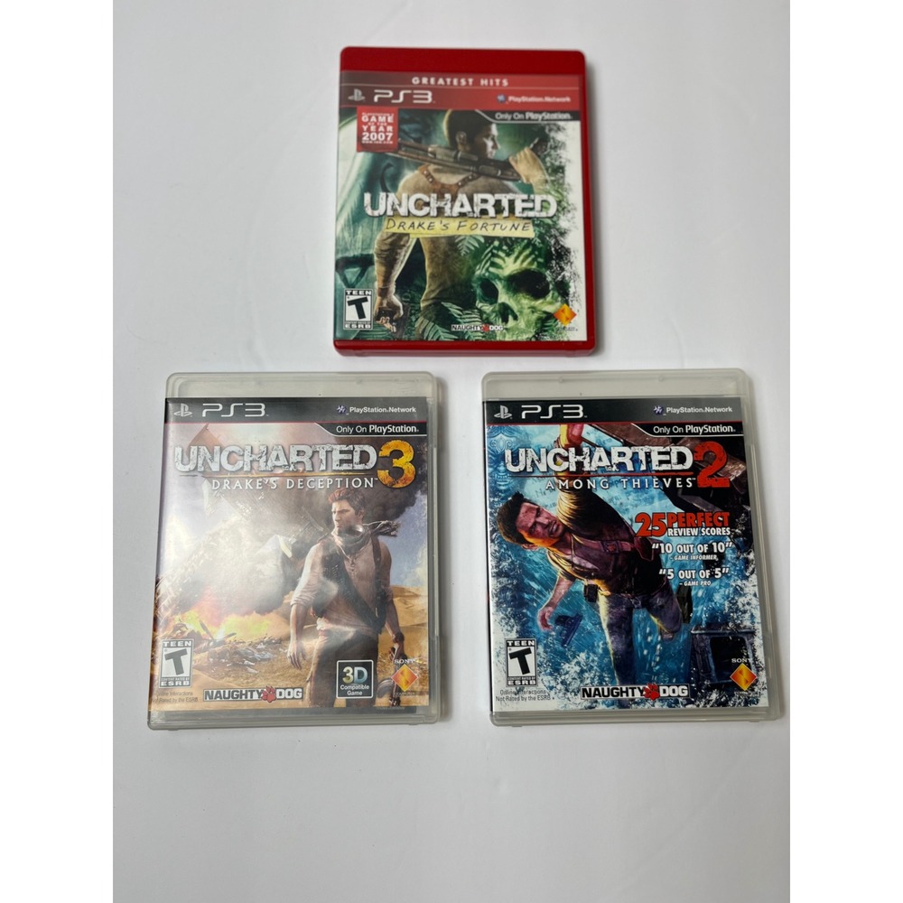 Uncharted Trilogy PS3 Games Bundle Drakes Fortune 2 Among Thieves 3 Deception